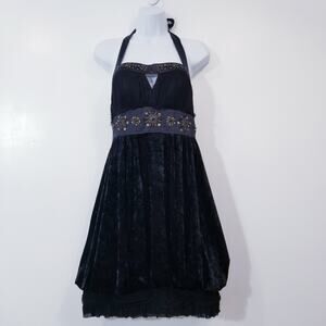 Sue Wong Nocturne Beaded Silk Velvet Halter Dress